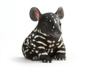 Cute baby tapir sitting playfully in a studio setting adorable animal photography