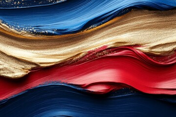 Aufkleber - Vibrant swirls of blue, red, gold, and copper create an abstract masterpiece full of texture and depth for artistic expression
