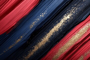 Aufkleber - Abstract art featuring bold red, navy blue, and gold textures creating a vibrant visual contrast
