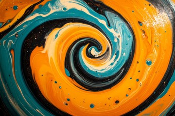 Fototapete - Colorful swirling abstract art with vibrant orange and blue patterns creating depth and movement