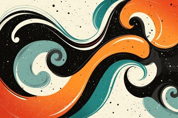 Poster - Colorful swirling patterns create a dynamic abstract design with vibrant hues and smooth lines