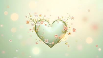 Wall Mural - Green Heart Floral Background