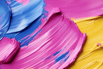 Aufkleber - Vivid strokes of color blend together on canvas creating a vibrant abstract art piece in bright shades