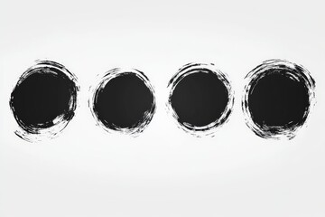 Poster - Abstract black circles on a light background showcase artistic brush strokes and minimalist design