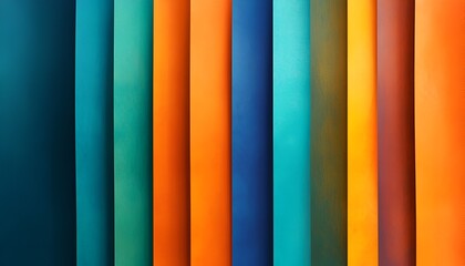 Wall Mural - Bold gradient stripes in vibrant shades of orange, blue, and green creating a striking abstract theme