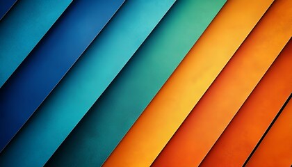 Wall Mural - Bold gradient stripes in vibrant shades of orange, blue, and green creating a striking abstract theme