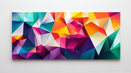 Wall Mural - Bold modern design with colorful polygonal shapes creating depth on a white minimalist background