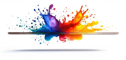 Wall Mural - Bright abstract design with bold splashes of color on a clean white background and dynamic balance