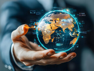 Poster - Global network, businessman, data, office