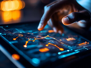 Poster - Person analyzing data on tablet at night