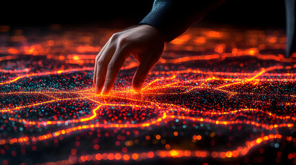 Poster - Hand interacts with glowing network map