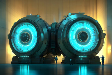 Poster - Futuristic Reactor Core, Engineers Inspecting