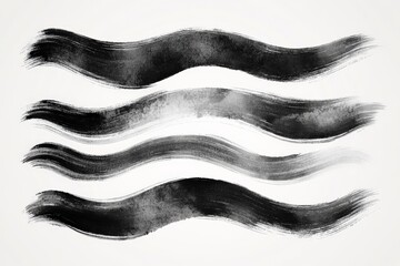 Poster - Abstract black and white brush strokes create dynamic waves on a light background
