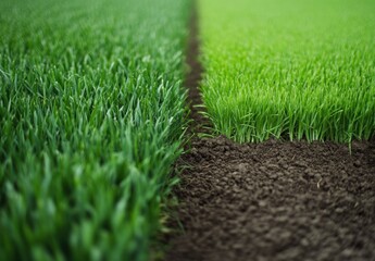 Wall Mural - A field of grass with a dirt patch in the middle