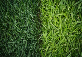 Wall Mural - Two different shades of green grass side by side