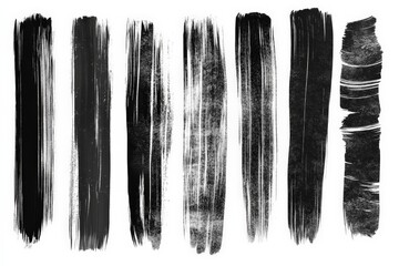 Poster - Elegant black and white brush strokes arranged in a vertical pattern with varying textures and widths