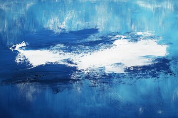 Aufkleber - Abstract blue and white artwork depicting fluidity and movement with brush strokes