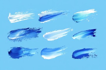 Poster - Colorful brush strokes in various shades of blue on a smooth background