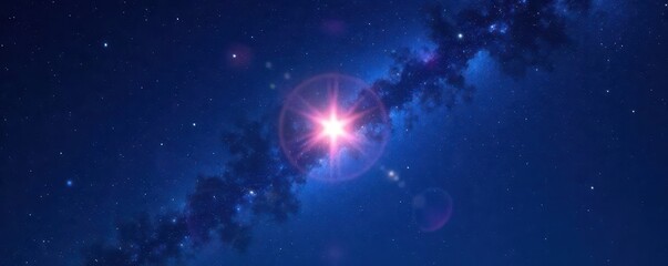 starry night sky with a bright star in the center, universe, astronomy, celestial