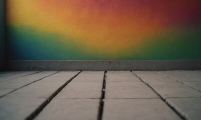 Wall Mural - Cement wall and floor for copy space, vibrant, Colorful gradient splash