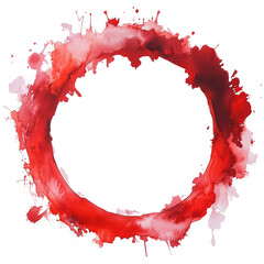 Aufkleber - An abstract watercolor painting depicting a circular red splash with uneven edges and varying shades of red and pink.