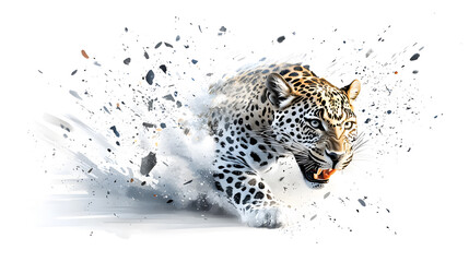 Poster - Leopard running at full speed illustration isolated on white background