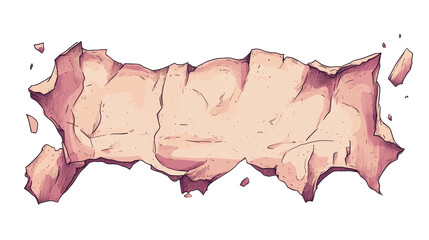 Aufkleber - A digital illustration depicting a broken piece of light pink stone with a rough texture and jagged edges against a black background.