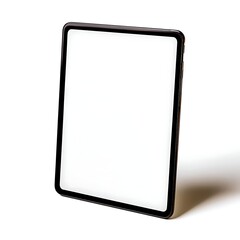 Poster - Black Tablet Computer with Blank White Screen on White Background
