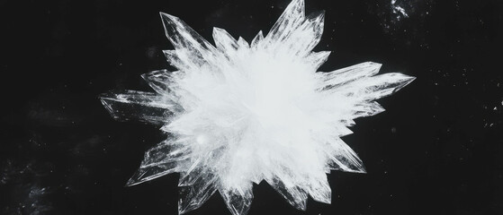 Poster - Exploring intricate snow crystals illuminated against a dark background