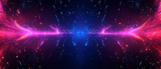 Poster - Bright sparks create an abstract luminous atmosphere in vibrant colors against dark backdrop