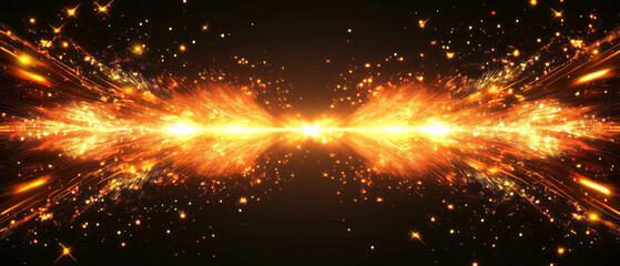 Poster - Bright sparks create an abstract display against a dark background with central burst
