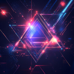 Poster - Geometric Symphony: A mesmerizing abstract design with interconnected geometric shapes, bathed in vibrant neon light, creates a dynamic and futuristic aesthetic.