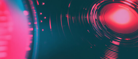 Poster - Metallic music vibrations create an abstract industrial ambiance with central emptiness