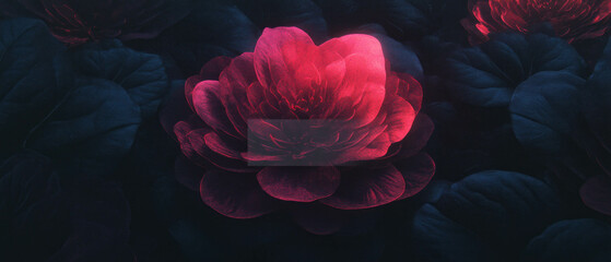 Poster - Vibrant floral art depicting colorful petals against a dark background for artistic expression