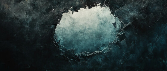 Poster - Colorful abstract texture with central void and watercolor effects on a dark background