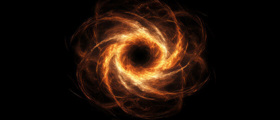 Poster - Abstract fire texture with swirling flames and central dark void in a dark background