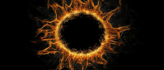 Poster - Vivid abstract fire encircling a dark central void creates striking contrast and intensity