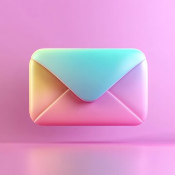 Pastel Pink Blue Yellow Envelope 3D Render Abstract Message Communication Digital Mail Icon Graphic Design Element