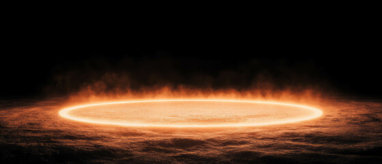 Poster - A bright circular light creates a striking visual effect against a deep black backdrop