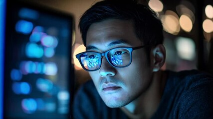 Man looking at a computer monitor