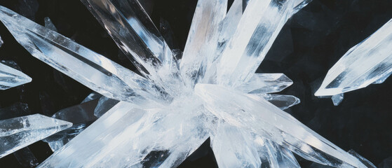 Poster - Striking angular design of broken glass shards set against a dark background