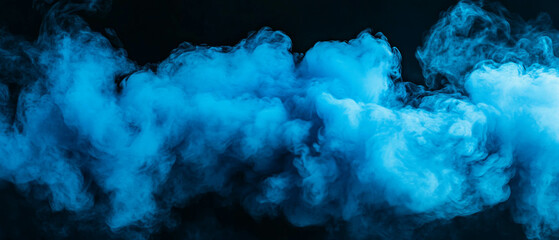 Poster - Dynamic blue gradient watercolor overlay texture on a smooth black background for artistic projects