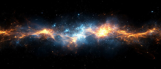 Poster - Bright glowing sparks create a luminous overlay against a dark cosmic background