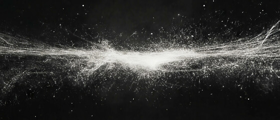 Poster - Bright light trails create dynamic streaks with an empty center against a black background