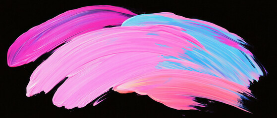 Poster - Vibrant brushstrokes create a striking acrylic paint texture on a black backdrop