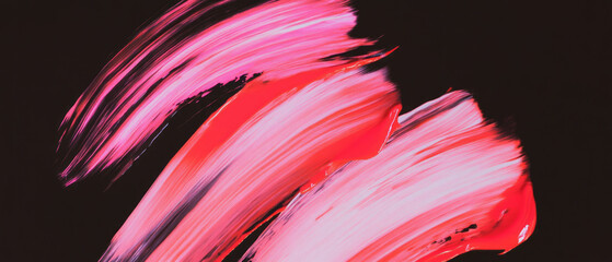 Poster - Vibrant oil paint brushstrokes create dynamic texture against a black background