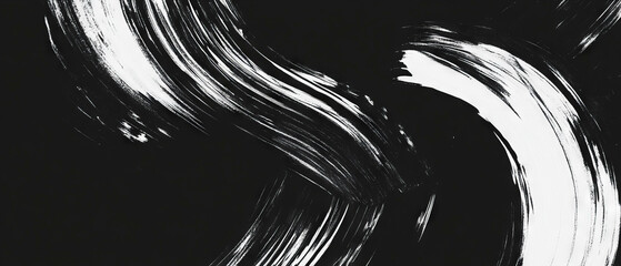 Poster - Elegant brushstrokes create a dynamic textured overlay on a deep black background