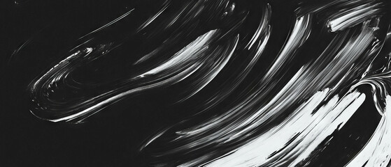 Poster - Brushstrokes with wet paint effect create flowing textures on a black background