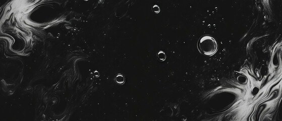 Poster - Bubbles gently touching a surface with a soft landing against a black background