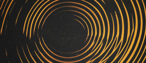 Poster - Concentric light circles create an intriguing overlay texture on a black background